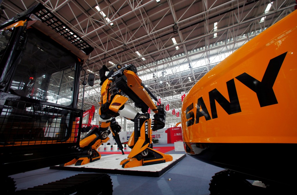 Heavy machinery is seen at Sany Heavy Industry assembly plant in Lingang Industrial Park, near Shanghai June 28, 2012. Reuters
