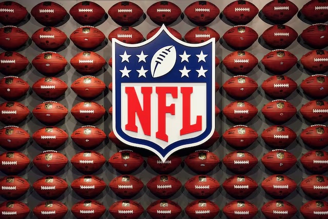 The NFL logo is pictured at an event in the Manhattan borough of New York City, New York, U.S., November 30, 2017. (REUTERS/Carlo Allegri)