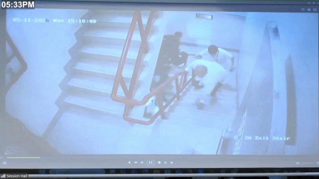 CCTV footage shows law enforcement agents chasing Philippine senator. Reuters