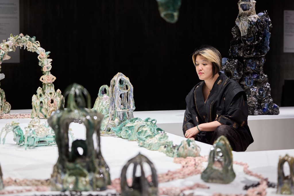 Heidi Lau with her work at the Sigg Prize 2025 exhibition