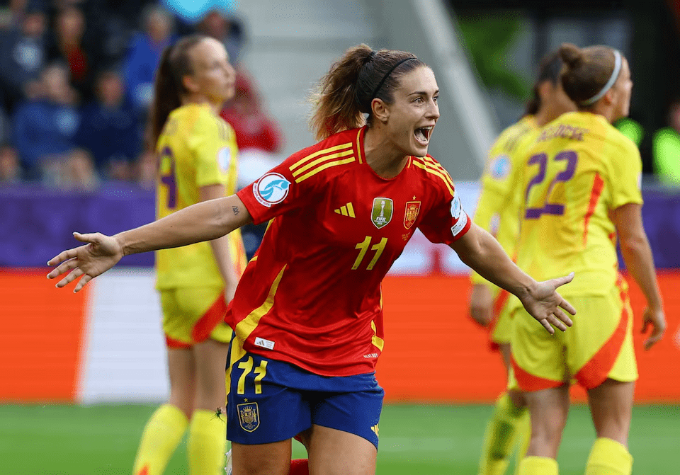  Soccer Football - UEFA Women's Euro 2025 - Group B - Spain v Belgium - Stockhorn Arena, Thun, Switzerland - July 7, 2025 Spain's Alexia Putellas celebrates scoring their sixth goal REUTERS/Matthew Childs