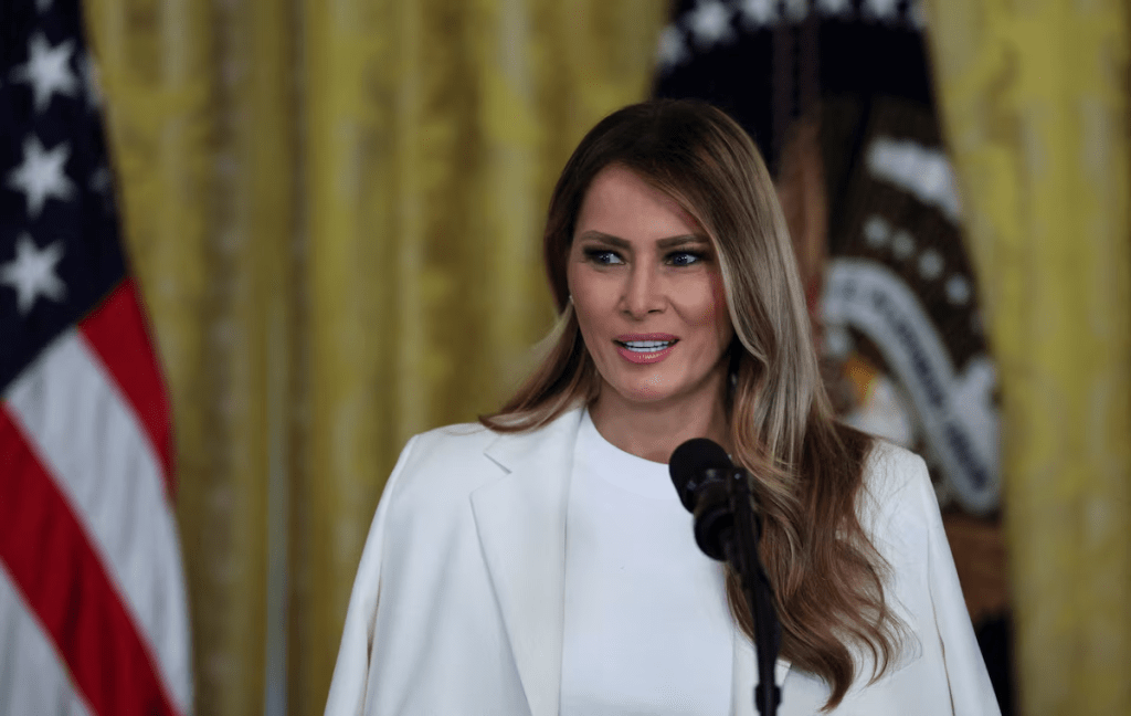 U.S. first lady Melania Trump speaks at the White House in Washington, D.C., U.S., May 8, 2025. REUTERS/Leah Millis/ File Photo