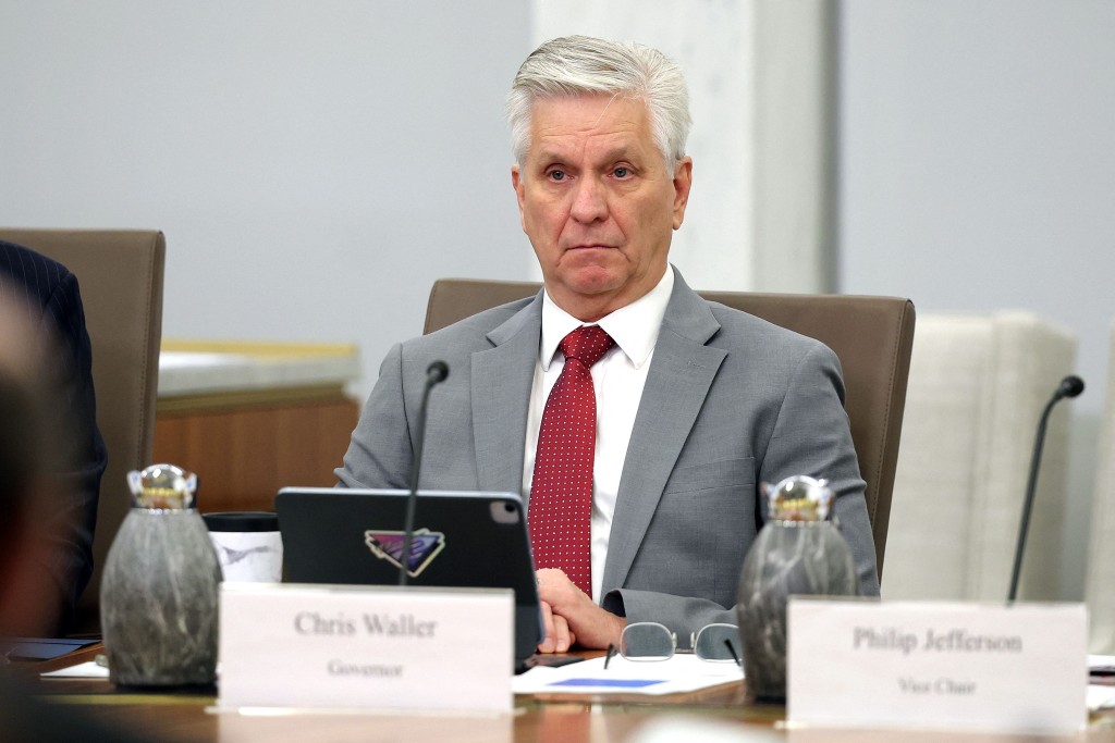 WASHINGTON, DC - MARCH 19: Federal Reserve Board Governors Christopher Waller participates in a Board meeting at the Federal Reserve on March 19, 2026 in Washington, DC. The board met to meet to discuss a proposal to loosen capital requirements for large and regional banks, scaling back stricter regulations.   Kevin Dietsch/Getty Images/AFP (Photo by Kevin Dietsch / GETTY IMAGES NORTH AMERICA / Getty Images via AFP)