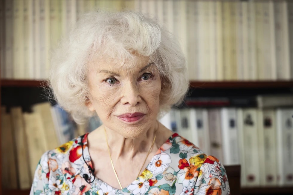 Marie-Pierre Pruvot, 89, known as Bambi, one of the first trans women in the world to become a public star, and a pioneer in global LGBTQ+ history, poses during an interview with the Associated Press, in Pantin, outside Paris, Tuesday, May 20, 2025. (AP Photo/Thomas Padilla)