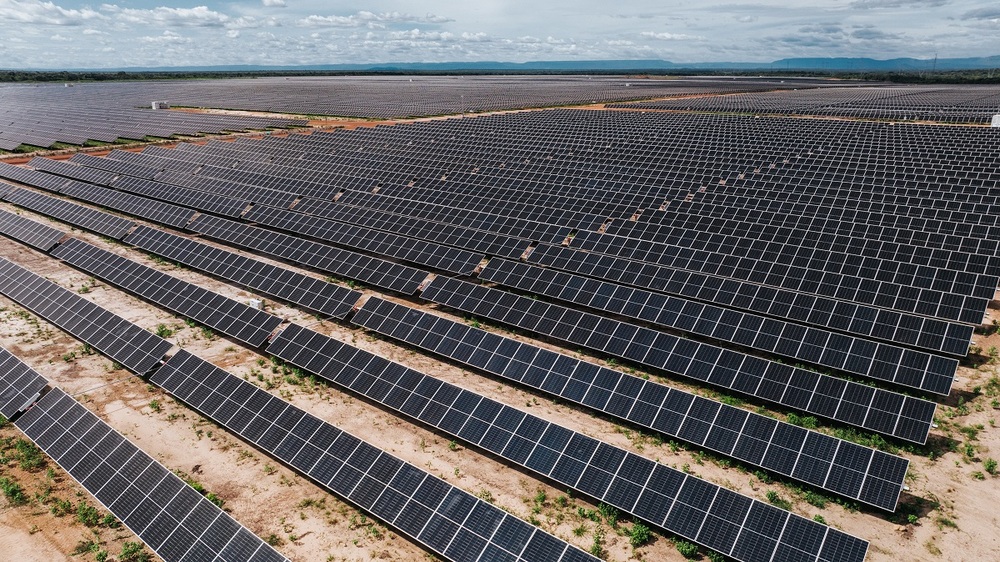 Aerial drone photo taken on June 7, 2024 shows the Marangatu photovoltaic power station in the northeastern Brazilian state of Piaui. (Xinhua/Wang Tiancong)