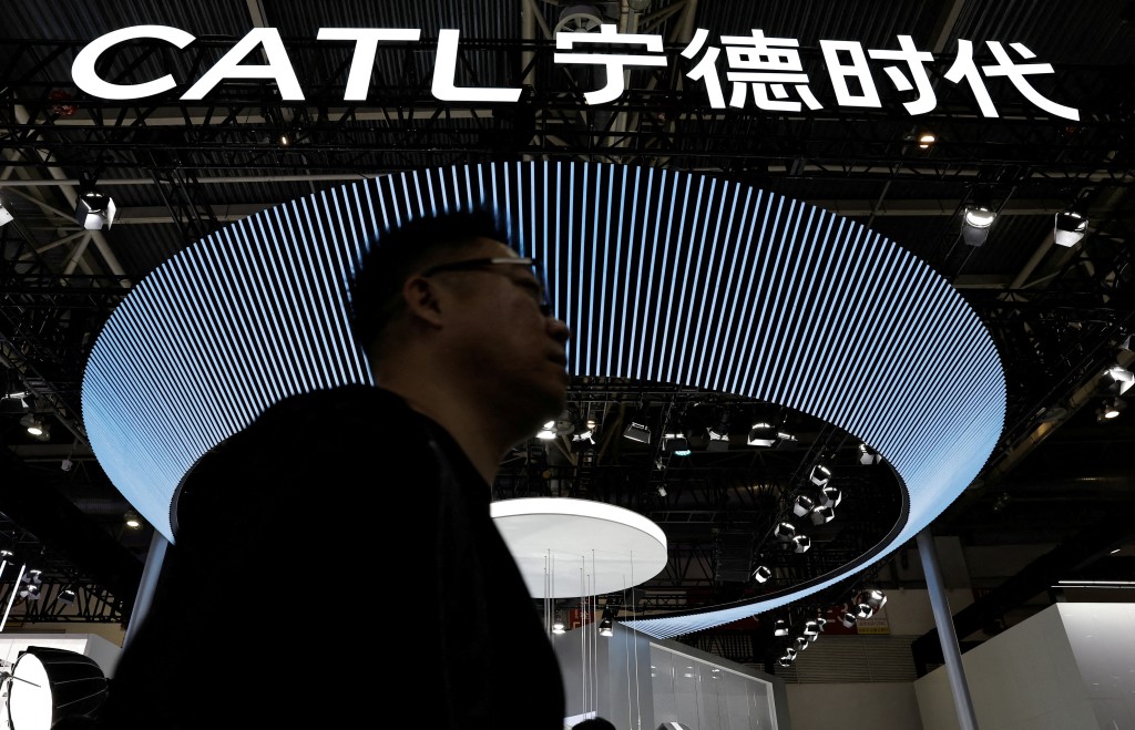 A sign of battery manufacturer CATL is pictured at its booth the Beijing International Automotive Exhibition, or Auto China 2024, in Beijing, China, April 25, 2024. REUTERS/Tingshu Wang/File Photo