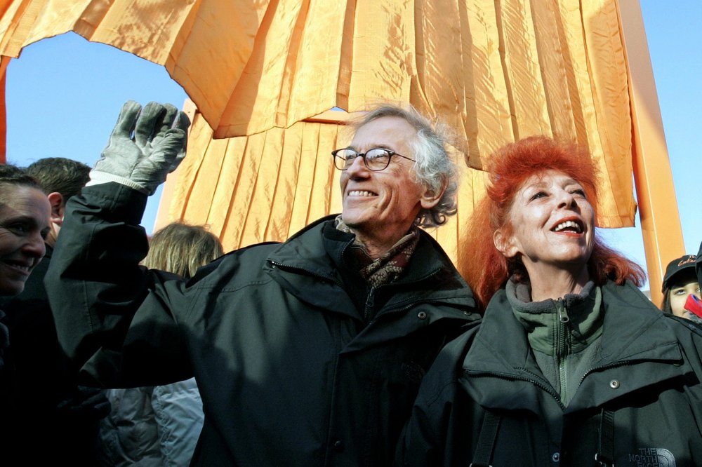 In this file photo of February 12, 2005, artists Christo, left, and his wife and partner Jeanne-Claude, participate in opening In this file photo of February 12, 2005, artists Christo, left, and his wife and partner Jeanne-Claude, participate in opening