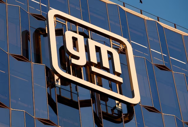 The GM logo is displayed at the new location of the General Motors Headquarters in Detroit, Michigan, U.S., January 12, 2026. REUTERS/Rebecca Cook/File Photo 