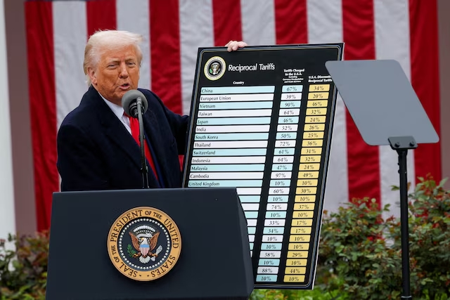 U.S. President Donald Trump delivers remarks on tariffs in the Rose Garden at the White House in Washington, D.C., U.S., April 2, 2025. (Reuters)