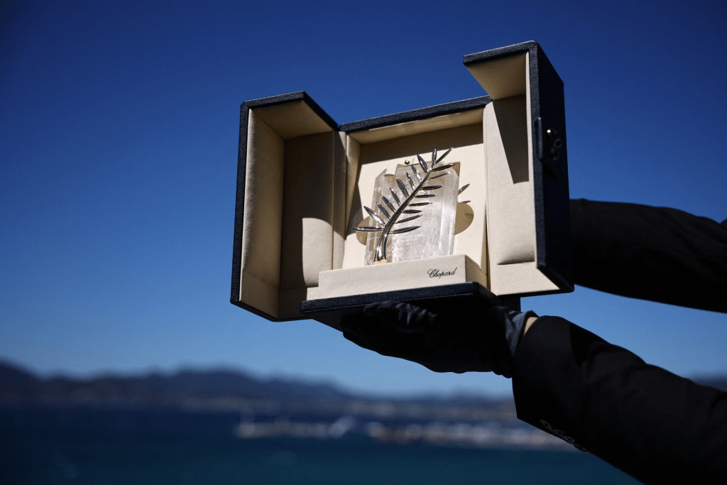 A Chopard representative displays the Palme d'Or, the highest prize awarded to competing films, during an interview before the start of the 79th Cannes Film Festival in Cannes, France, May 12, 2026. REUTERS/Sarah Meyssonnier
