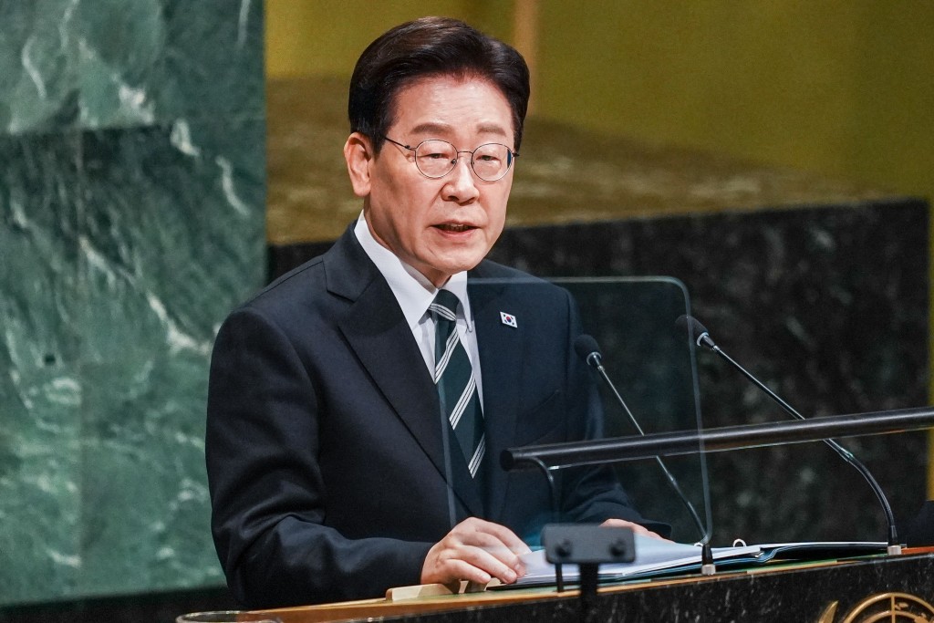 President of South Korea Lee Jae Myung speaks during the 81st session of the United Nations (U.N.) General Assembly at U.N. Headquarters on September 22, 2026 in New York City. World leaders have gathered in New York for the annual session of the United Nations General Assembly, with this year's global issues ranging from the threat of artificial intelligence to the continued wars in Ukraine and Gaza.   Ryan Murphy/Getty Images/AFP