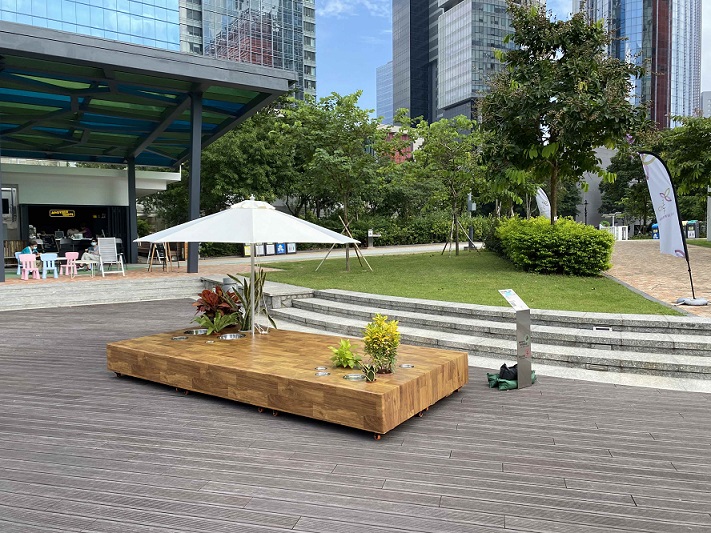 Sitting Table – Hong Kong, by Hanison Lau Hok-sing. Art in Construction, presented by Construction Industry Council's Zero Carbon Park, comprises an exhibition and activities showcasing the connection between construction and green living.