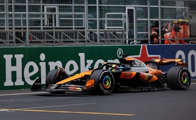 McLaren's Oscar Piastri in action before passing the chequered flag to win the Chinese Grand Prix. (Reuters) McLaren's Oscar Piastri in action before passing the chequered flag to win the Chinese Grand Prix. (Reuters)