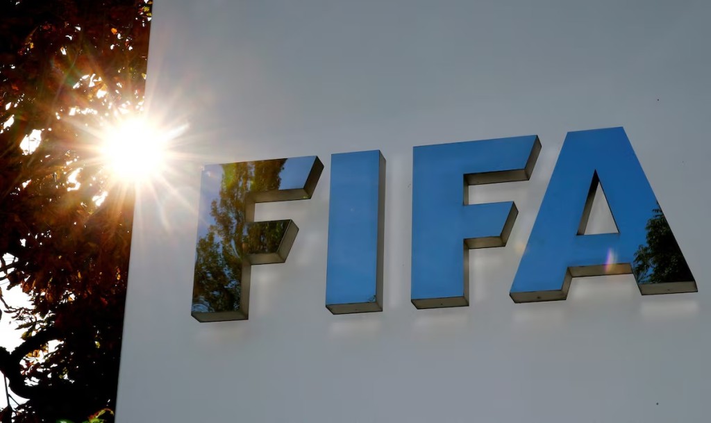 The logo of FIFA is seen in front of its headquarters in Zurich, Switzerland September 26, 2017. REUTERS/Arnd Wiegmann/File Photo