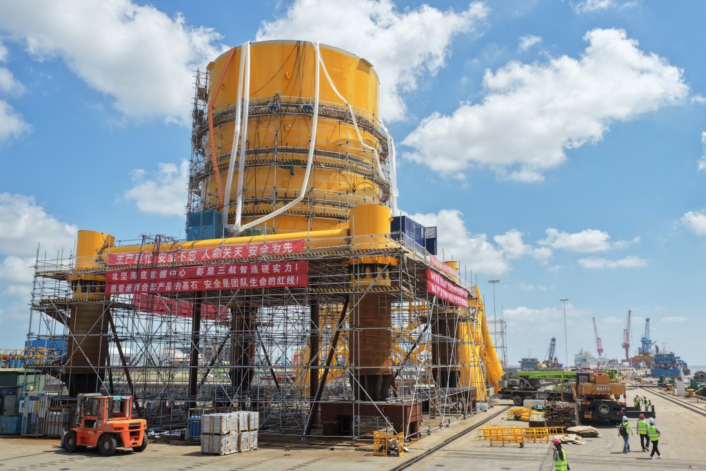 An underwater data centre being developed by Chinese maritime technology company Highlander is seen under construction at a shipyard in Nantong, in China’s eastern Jingsu province on September 11, 2025. Power-hungry data centres run hot, so one Chinese company is planning to submerge a pod of servers in the sea off Shanghai with hopes of solving computing's energy woes. (Photo by AFP)