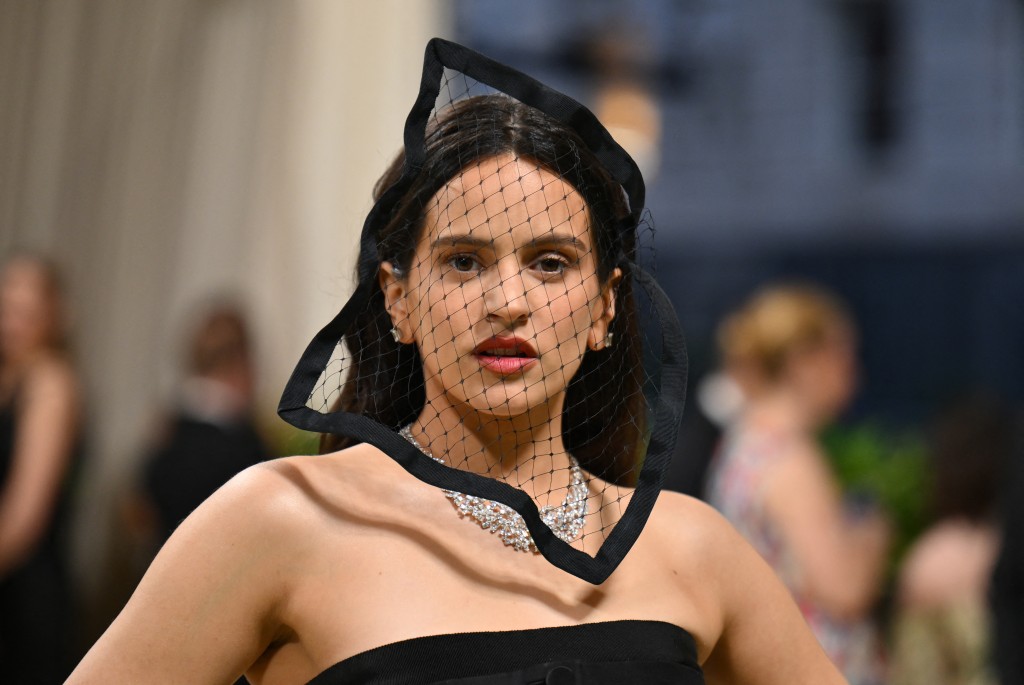 Photo by ANGELA WEISS / AFP  Spanish singer Rosalia arrives for the 2024 Met Gala at the Metropolitan Museum of Art on May 6, 2024, in New York.