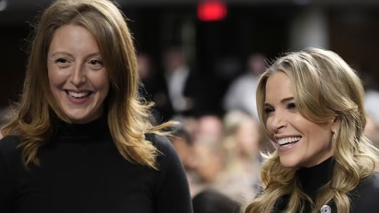 Dr. Casey Means, a wellness influencer, left, and journalist Megan Kelly, attend a confirmation hearing for Robert F. Kennedy Jr. for the Secretary of Health and Human Services post, at the U.S. Capitol in late January. U.S. President Donald Trump is tapping Means as his nominee for surgeon general. (Ben Curtis/The Associated Press)