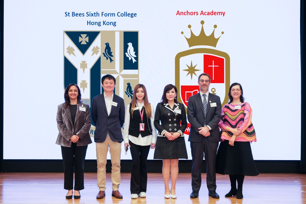From left: Jasmina Wadhwani, principal of Anchors Academy Affiliated International Kindergarten; Danny Wang Tak-chi, vice chairman of St Bees School; Carmen Choi; Margaret Choi Lee Wai-lai, school supervisor of Anchors Academy; Olly Wells, the incoming headmaster of St Bees School; Ramida Din, principal of Anchors Academy (Primary Section).