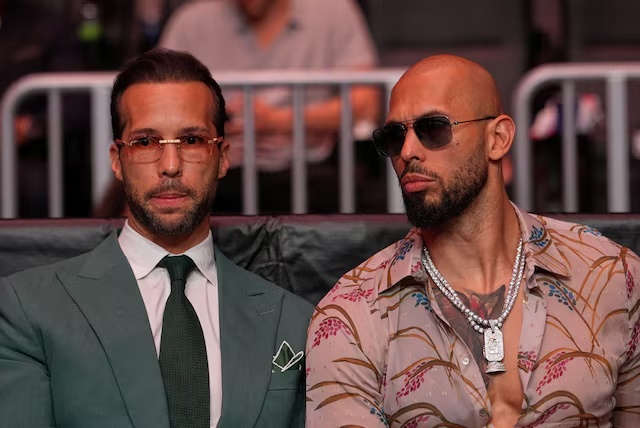 Andrew Tate and Tristan Tate arrive to attend UFC 327 at Kaseya Center, Miami, U.S., April 11, 2026. Julia Demaree Nikhinson/Pool via REUTERS/File Photo 