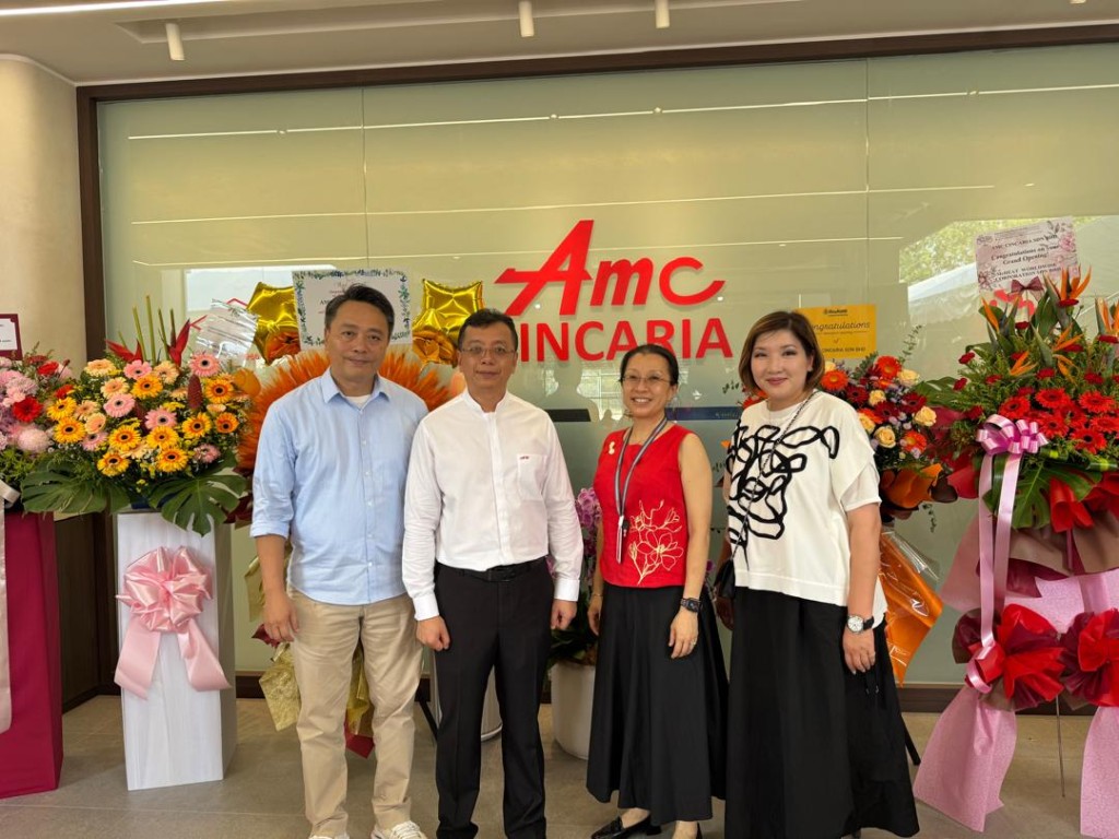 Daniel Cheng, first left, attended the opening ceremony of the joint-venture factory last year, with his Malaysian partners.