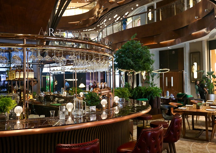 The Artisan Lounge in the grand atrium of the Kowloon retail and cultural location, K11 Musea.