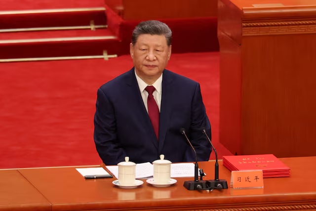 Chinese President Xi Jinping attends the ceremony devoted to the 105th anniversary of the founding of the Communist Party of China at the Great Hall of the People in Beijing, China, July 1, 2026. REUTERS/Maxim Shemetov