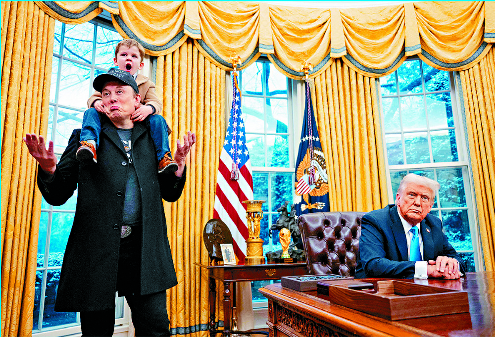 Elon Musk and his son join Donald Trump in the Oval Office. AFP Elon Musk and his son join Donald Trump in the Oval Office. AFP