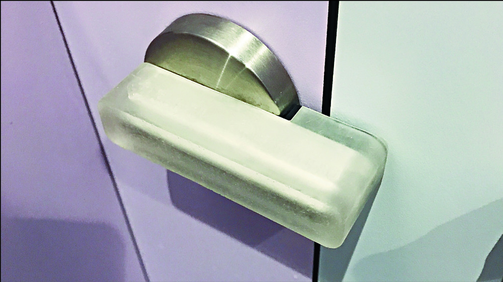 A 3D-printed sleeve for a toilet lock. A 3D-printed sleeve for a toilet lock.