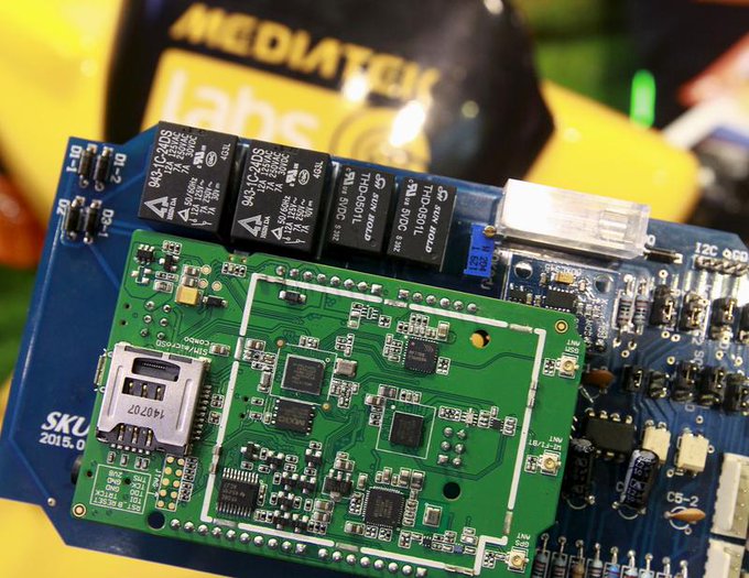 MediaTek chips are seen on a development board at the MediaTek booth during the 2015 Computex exhibition in Taipei, Taiwan, June 3, 2015. MediaTek chips are seen on a development board at the MediaTek booth during the 2015 Computex exhibition in Taipei, Taiwan, June 3, 2015.