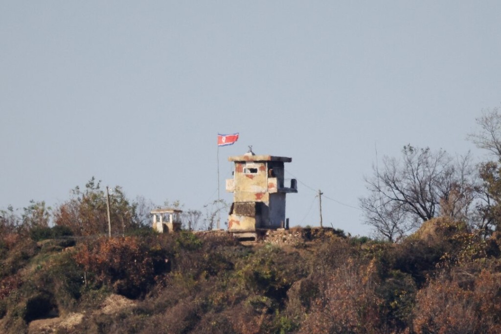 A North Korean guard post is seen in this picture taken near the demilitarized zone separating the two Koreas, in Paju, South Korea, November 4, 2022. REUTERS/Kim Hong-Ji 