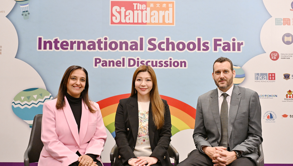 (Middle) Ms Carmen Choi, CEO and Executive Director; (Left) Ms Jasmina Wadhwani, Principal of Kindergarten; (Right) Mr Thomas Crawford Moore, Principal of Primary School.