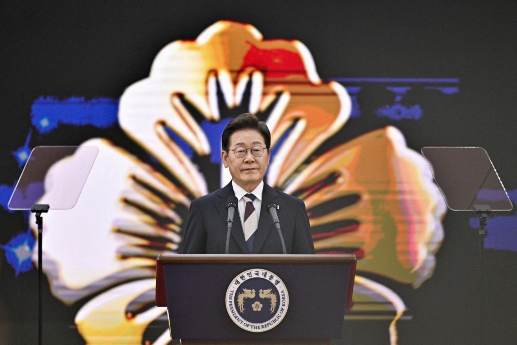 South Korea's President Lee Jae-myung delivers a speech after taking his oath during his inauguration ceremony at the National Assembly in Seoul on June 4, 2025. (Reuters)