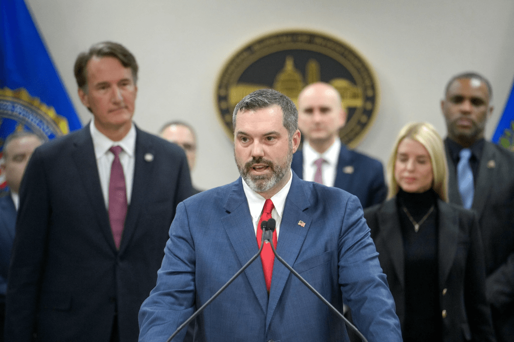 Rod Lamkey/AP - PHOTO: Erik Siebert, interim U.S. Attorney for the eastern district of Virginia, speaks during a news conference, March 27, 2025, in Manassas, Va.