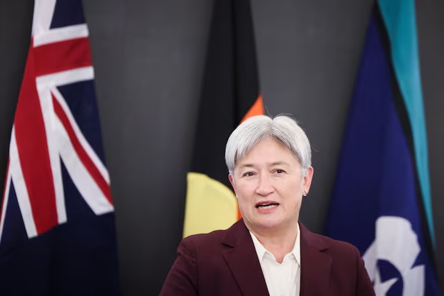 Australia's Foreign Minister Penny Wong speaks during a press conference, in Beijing, China, April 29, 2026. REUTERS/Maxim Shemetov