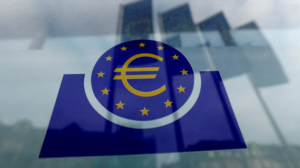 The European Central Bank (ECB) logo in Frankfurt, Germany, January 23, 2020. REUTERS