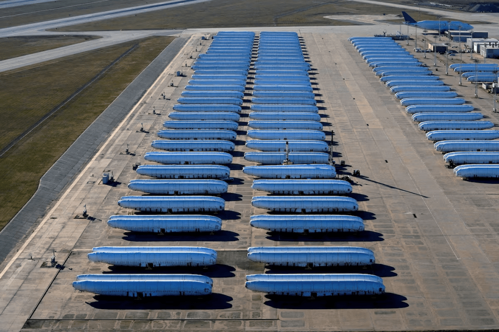 Airplane fuselages bound for Boeing's 737 Max production facility await shipment at Spirit AeroSystems headquarters in Wichita, Kansas, U.S. December 10, 2024. REUTERS/Nick Oxford/File Photo