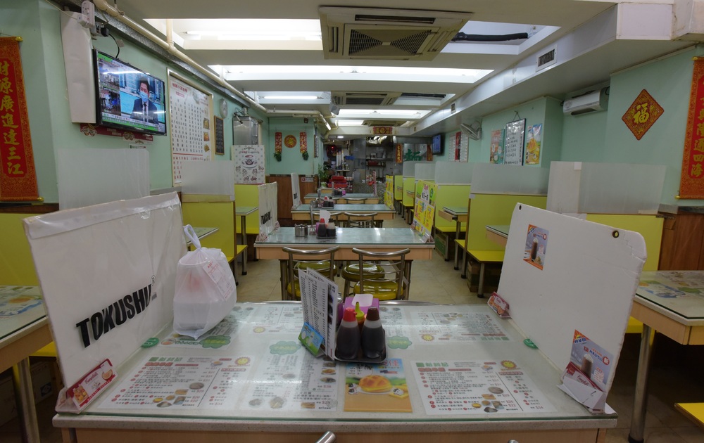 An empty restaurant during dinner hours after the evening dine-in ban took effect on Friday An empty restaurant during dinner hours after the evening dine-in ban took effect on Friday