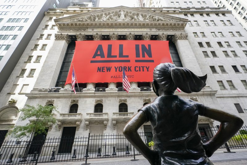 The 'Fearless Girl' bronze sculpture facing the New York Stock Exchange, Thursday, September 10, in New York. The 'Fearless Girl' bronze sculpture facing the New York Stock Exchange, Thursday, September 10, in New York.