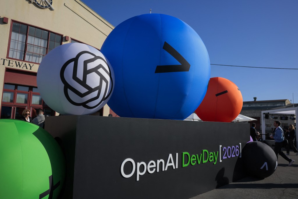 An Open AI display welcomes attendees as they arrive for an OpenAI developers conference at Fort Mason on September 29, 2026 in San Francisco, California. Open AI CEO Sam Altman announced new artificial intelligence personal assistant agents named "dots" to rival Meta's Muse. Heather Diehl/Getty Images/AFP 