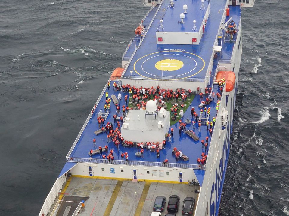 People wear life jacket as fire breaks out on a ferry near Gotska Sandon, near the Swedish island Gotland, Sweden. (Reuters) People wear life jacket as fire breaks out on a ferry near Gotska Sandon, near the Swedish island Gotland, Sweden. (Reuters)