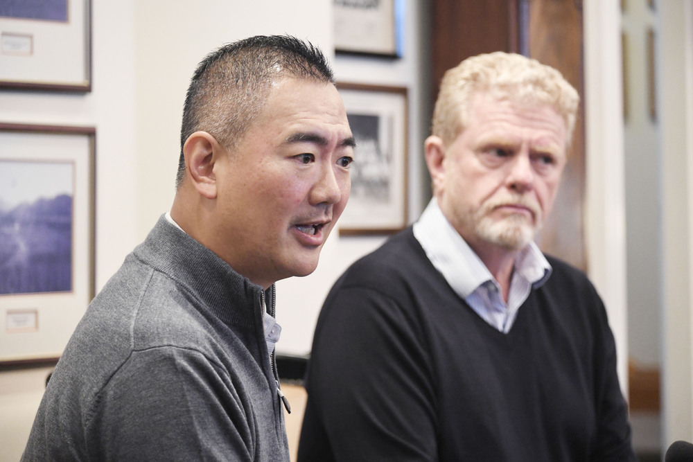 Andy Kwok captain, seen with Ian Gardner GM, says the March tournament at Hong Kong Golf Club will be a new experience. SING TAO Andy Kwok captain, seen with Ian Gardner GM, says the March tournament at Hong Kong Golf Club will be a new experience. SING TAO