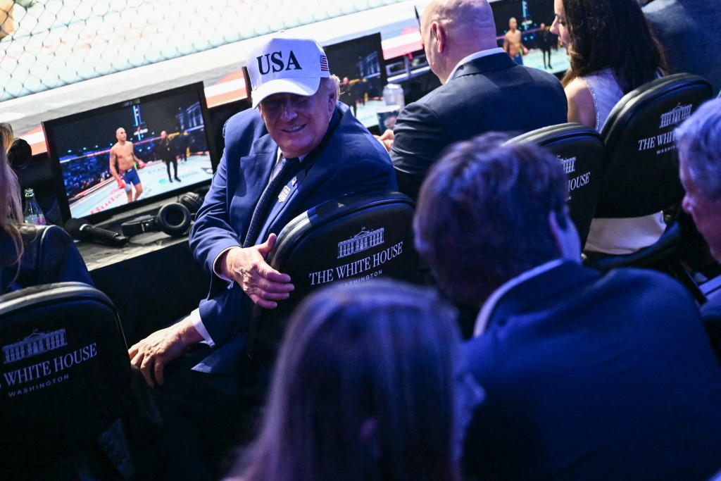 US President Donald Trump attends the "UFC Freedom 250" mixed martial arts event on the South Lawn of the White House in Washington, DC, June 14, 2026. (AFP)