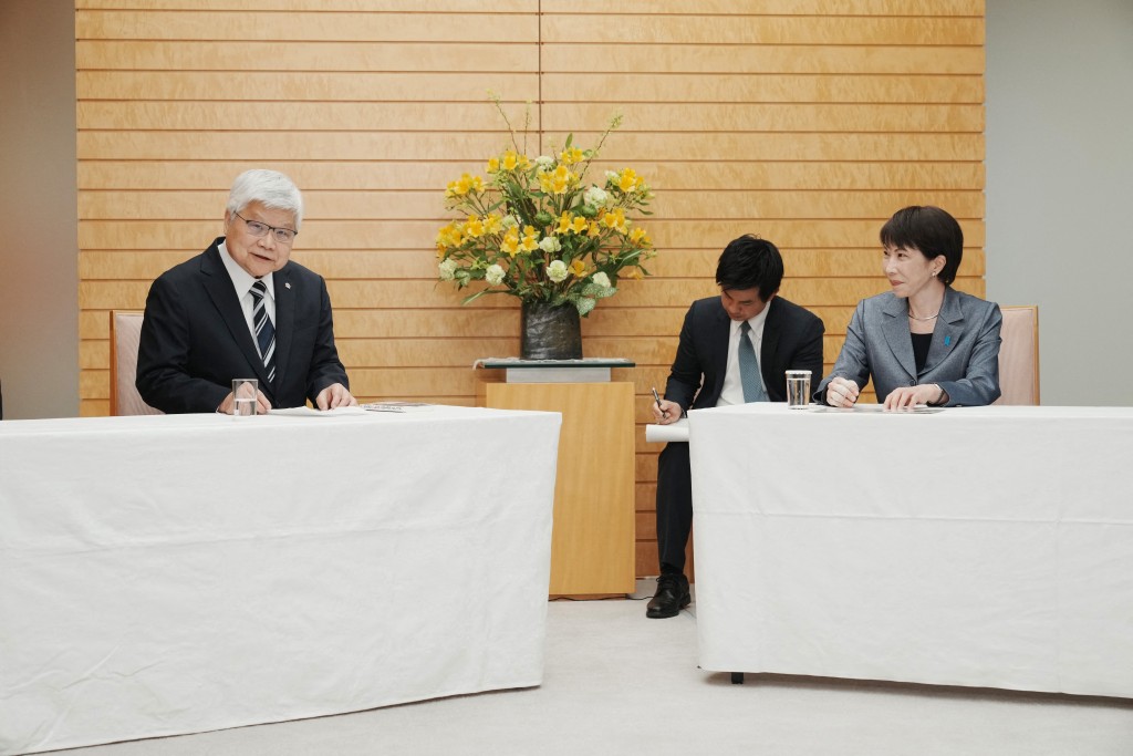 TSMC Chairman CC Wei (L) speaks during a meeting with Japan's Prime Minister Sanae Takaichi (R) at the Prime Minister's Office in Tokyo on February 5, 2026. (Photo by Kazuhiro NOGI / POOL / AFP)