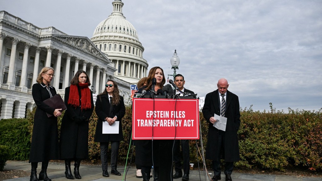 U.S. Representative Adelita Grijalva speaks at a press conference calling for the release of the Epstein files. Reuters