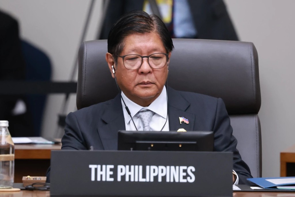 Philippines President Ferdinand Marcos Jr. attends at the Asia-Pacific Economic Cooperation (APEC) Economic Leaders' Meeting in Gyeongju, South Korea, Nov. 1, 2025. (Yonhap via AP)
