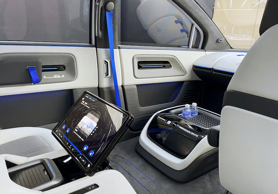 Baidu's new autonomous vehicle (AV) Apollo RT6, with a detachable steering wheel, is seen on the sidelines of Baidu World Conference in Beijing, China July 20, 2022. REUTERS/Yingzhi Yang/File Photo