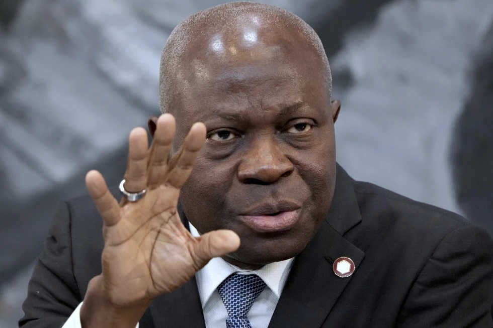FILE - Gilbert Houngbo, Director General of the International Labour Organization (ILO), addresses the media during a press conference in Berlin, Germany, Tuesday, Nov. 29, 2022. Illegal profits from forced labor worldwide have risen to the “obscene” amount of $236 billion per year, the U.N. labor agency reported Tuesday, March 19, 2024, with sexual exploitation to blame for three-fourths of the take from a business that deprives migrants of money they can send home, swipes jobs from legal workers, and allows the criminals behind it to dodge taxe (AP Photo/Michael Sohn, File) FILE - Gilbert Houngbo, Director General of the International Labour Organization (ILO), addresses the media during a press conference in Berlin, Germany, Tuesday, Nov. 29, 2022. Illegal profits from forced labor worldwide have risen to the “obscene” amount of $236 billion per year, the U.N. labor agency reported Tuesday, March 19, 2024, with sexual exploitation to blame for three-fourths of the take from a business that deprives migrants of money they can send home, swipes jobs from legal workers, and allows the criminals behind it to dodge taxe (AP Photo/Michael Sohn, File)