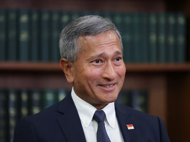 Singapore's Minister of Foreign Affairs Vivian Balakrishnan speaks to Reuters during an interview at the Ministry of Foreign Affairs in Singapore March 23, 2026. REUTERS/Edgar Su
