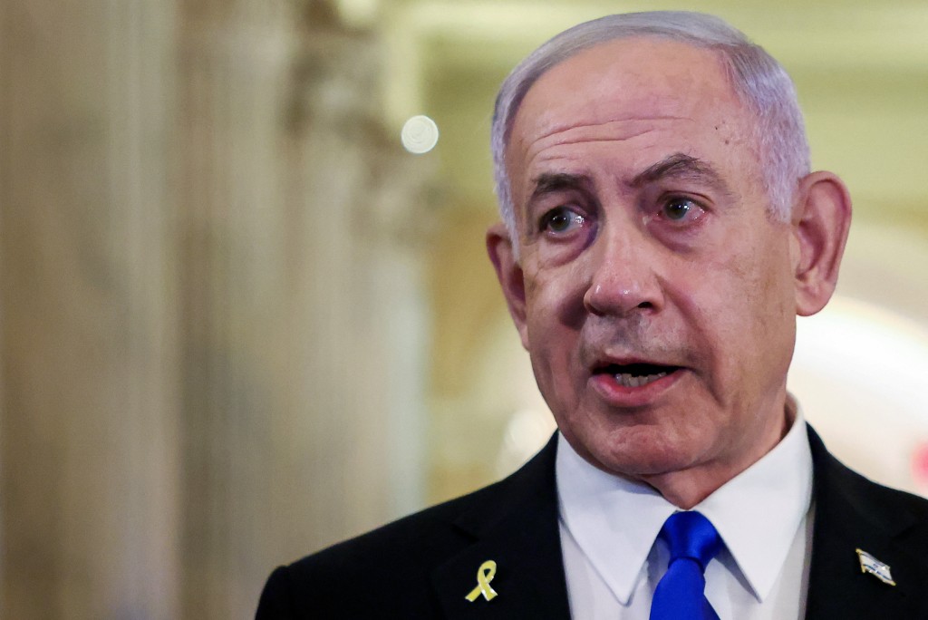 Israeli Prime Minister Benjamin Netanyahu speaks to the press, on Capitol Hill in Washington, D.C. U.S. July 8, 2025. (Reuters)