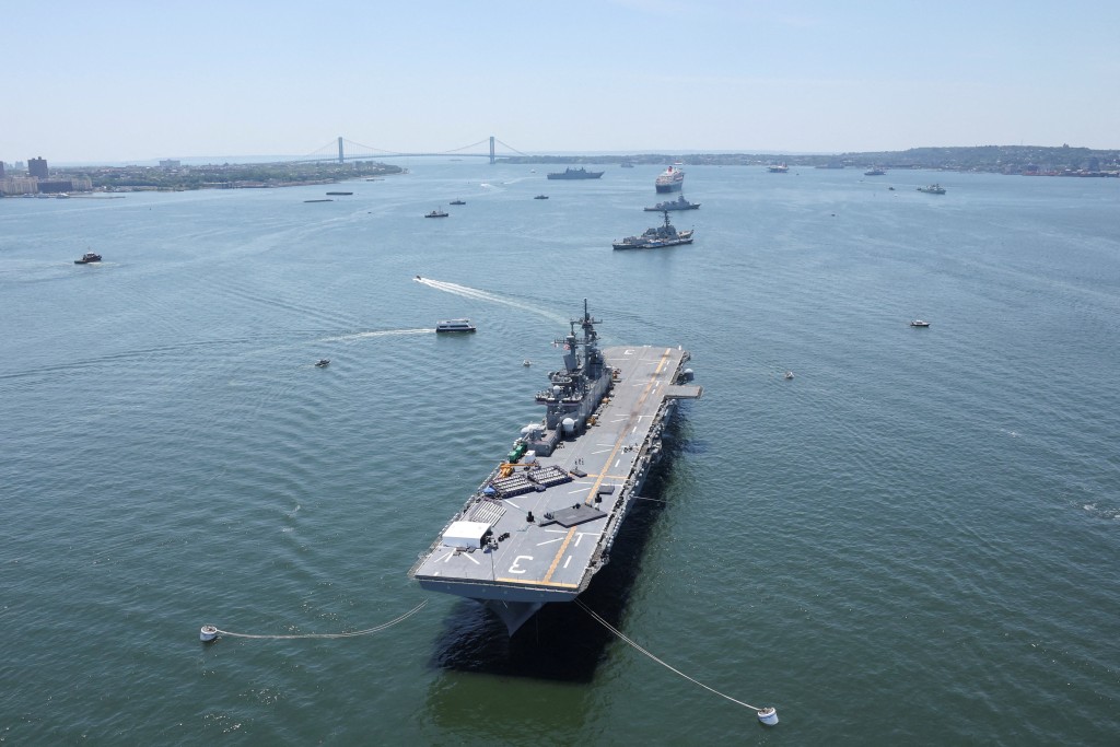 The USS Kearsarge (LHD-3) takes part in the Sail 250 parade as the United States celebrates its 250th anniversary on Independence Day in New York City, U.S., July 4, 2026.  (Reuters)